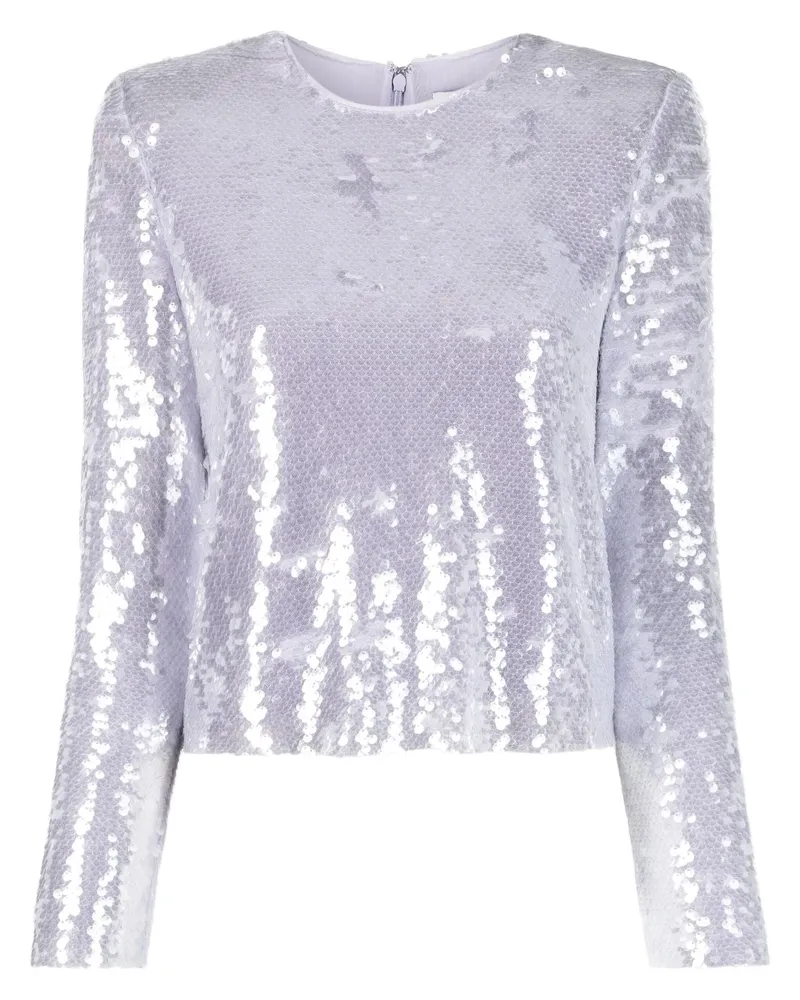 Self-Portrait Langärmeliges Paillettenoberteil - Violett Violett
