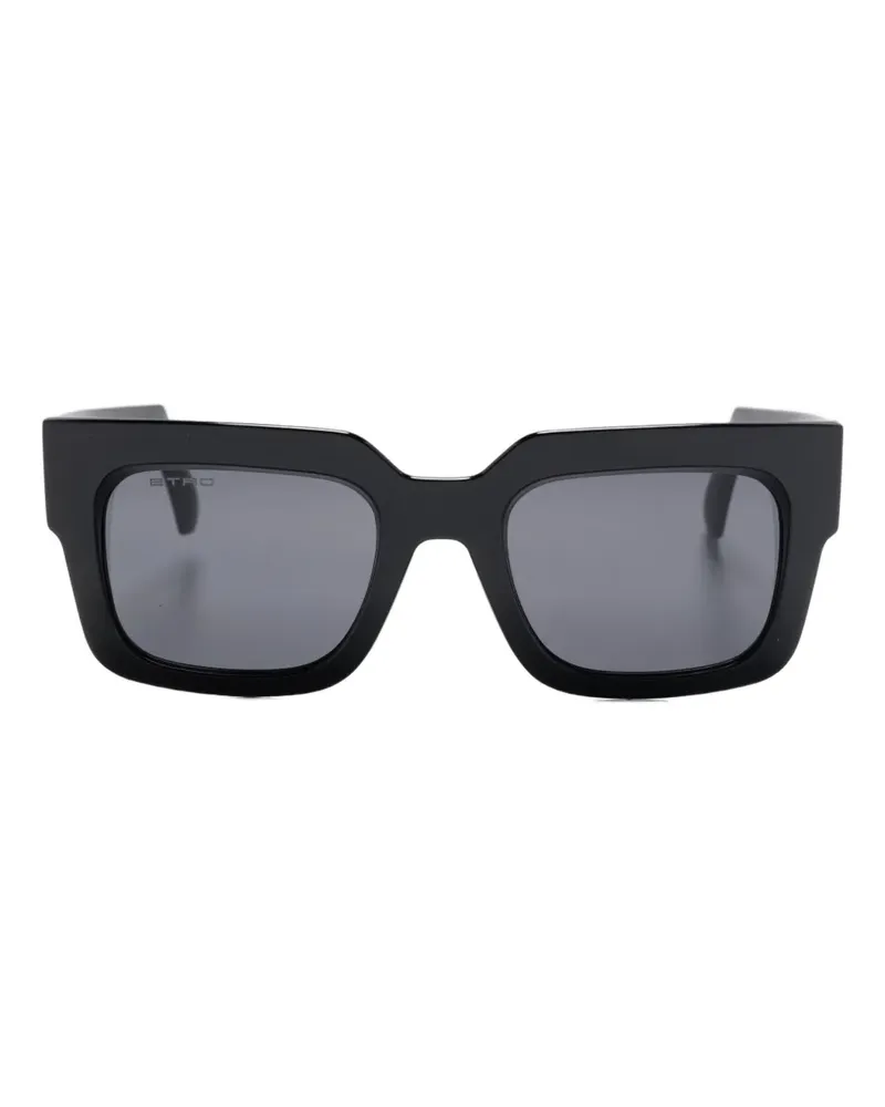 Etro Eckige Sonnenbrille mit Pegaso-Logo - Schwarz Schwarz