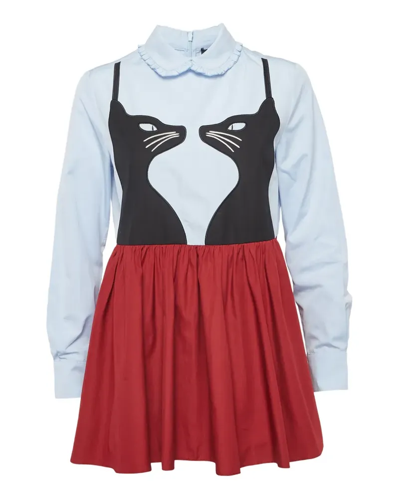 Max Mara cat-motif peplum-hem blouse - Blau Blau