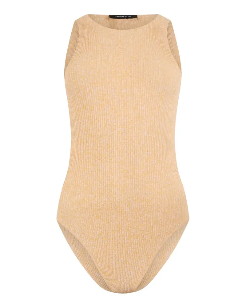 Fabiana Filippi minimal neckline ribbed bodysuit - Nude Nude
