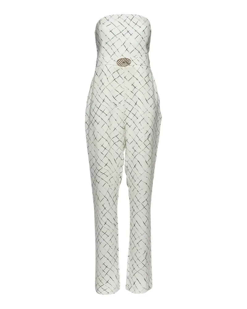 Elisabetta Franchi printed crepe strapless jumpsuit - Weiß Weiß