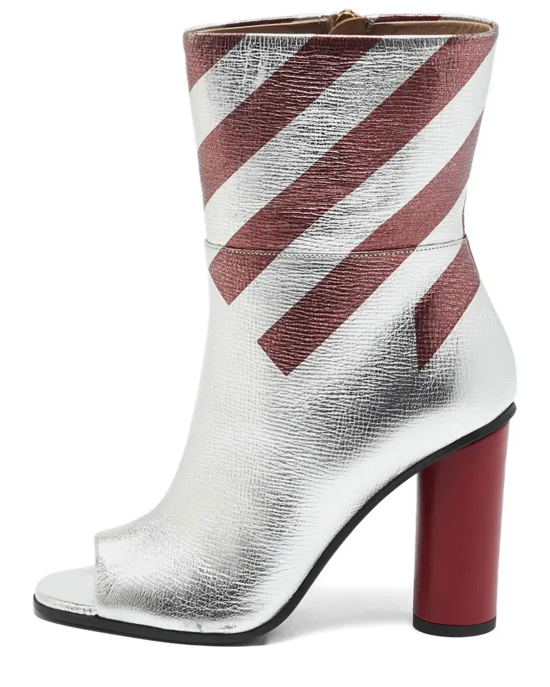 Anya Hindmarch Gestreifte Stiefel mit Absatz 100mm - Silber Silber