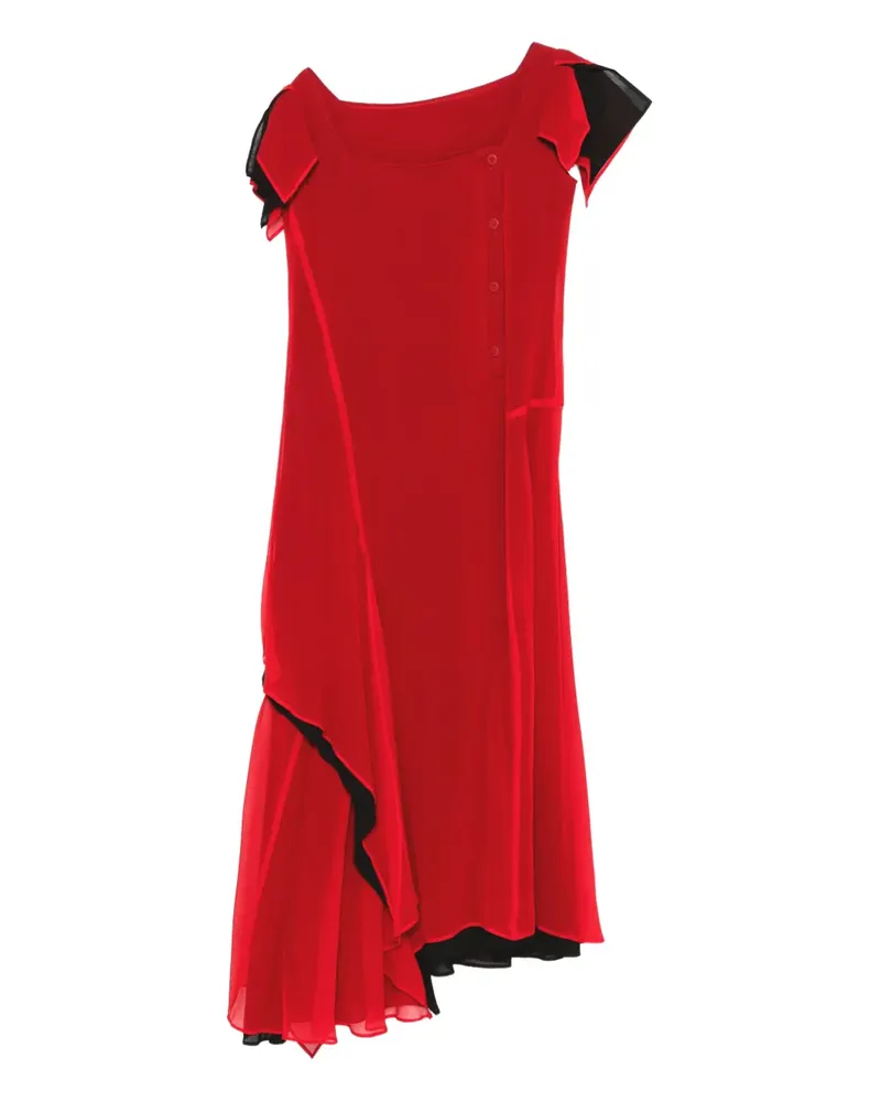 Yohji Yamamoto Drapiertes Kleid mit eckigem Ausschnitt - Rot Rot