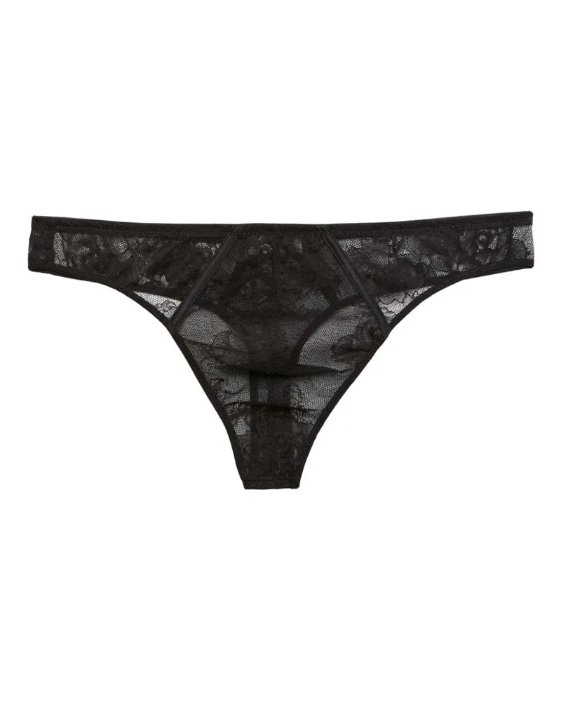 Fleur Du Mal Bouquet Tanga aus Spitze - Schwarz Schwarz