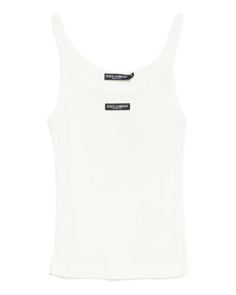 Dolce & Gabbana logo-patch ribbed top - Nude Nude