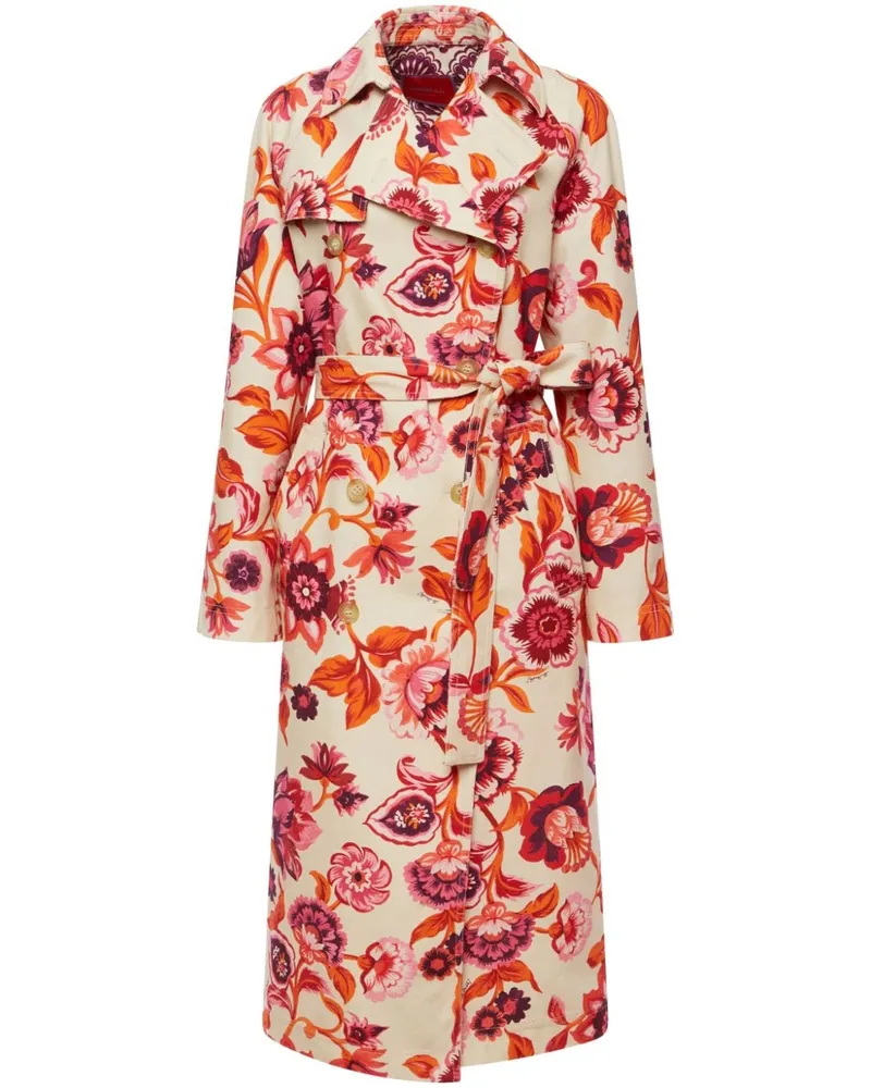 La DoubleJ Trenchcoat mit floralem Print - Nude Nude