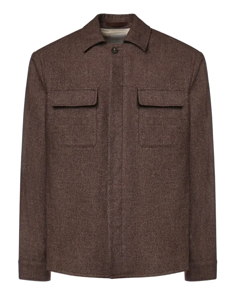 Eleventy Hemdjacke mit Klappentasche - Braun Braun