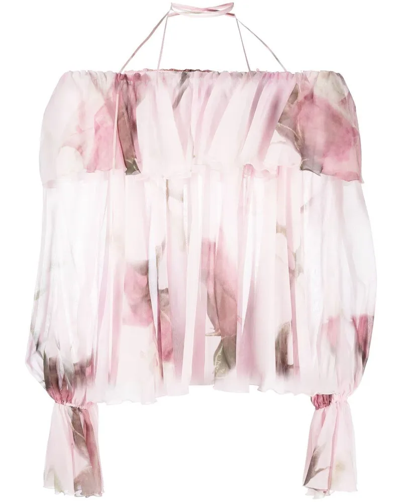 Blumarine Bluse mit Blumen-Print - Rosa Rosa