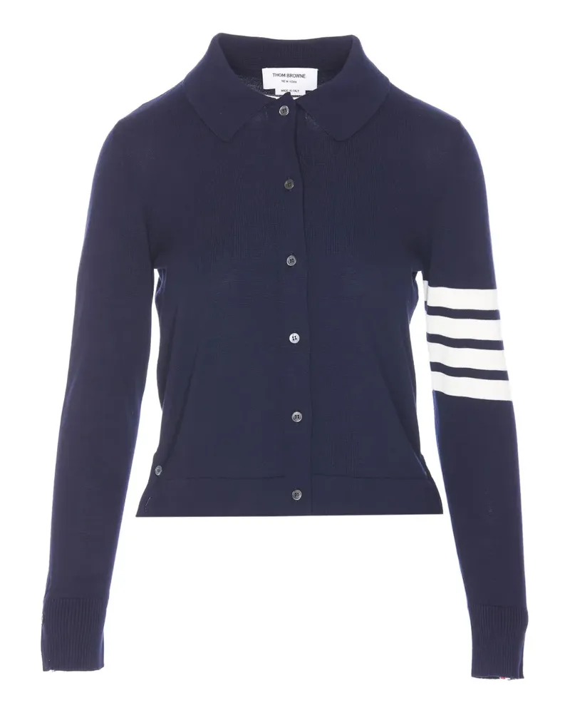 Thom Browne 4 Bar Stripes Poloshirt aus Jersey - 415 NAVY 415