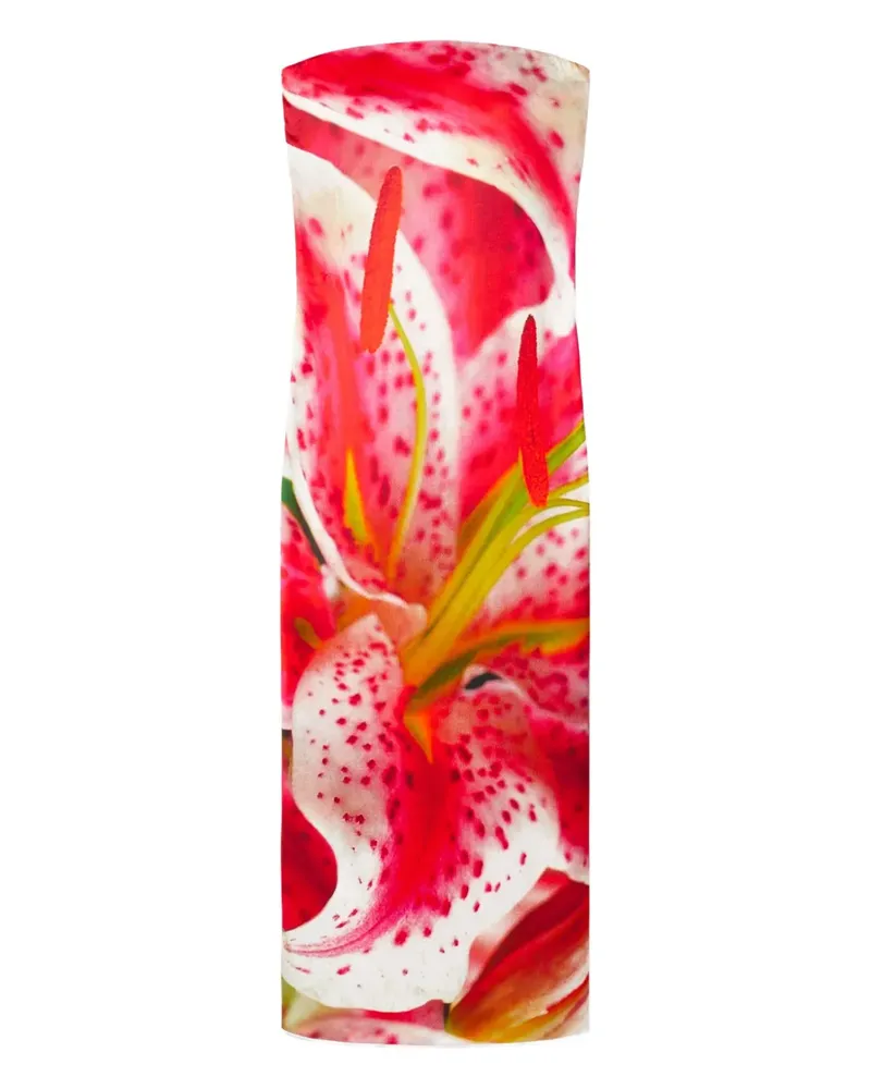Tory Burch Schulterfreies Kleid mit Blumen-Print - Rosa Rosa