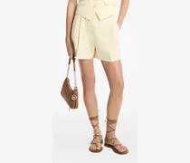 Leinen-Shorts mit Falten - Gelb