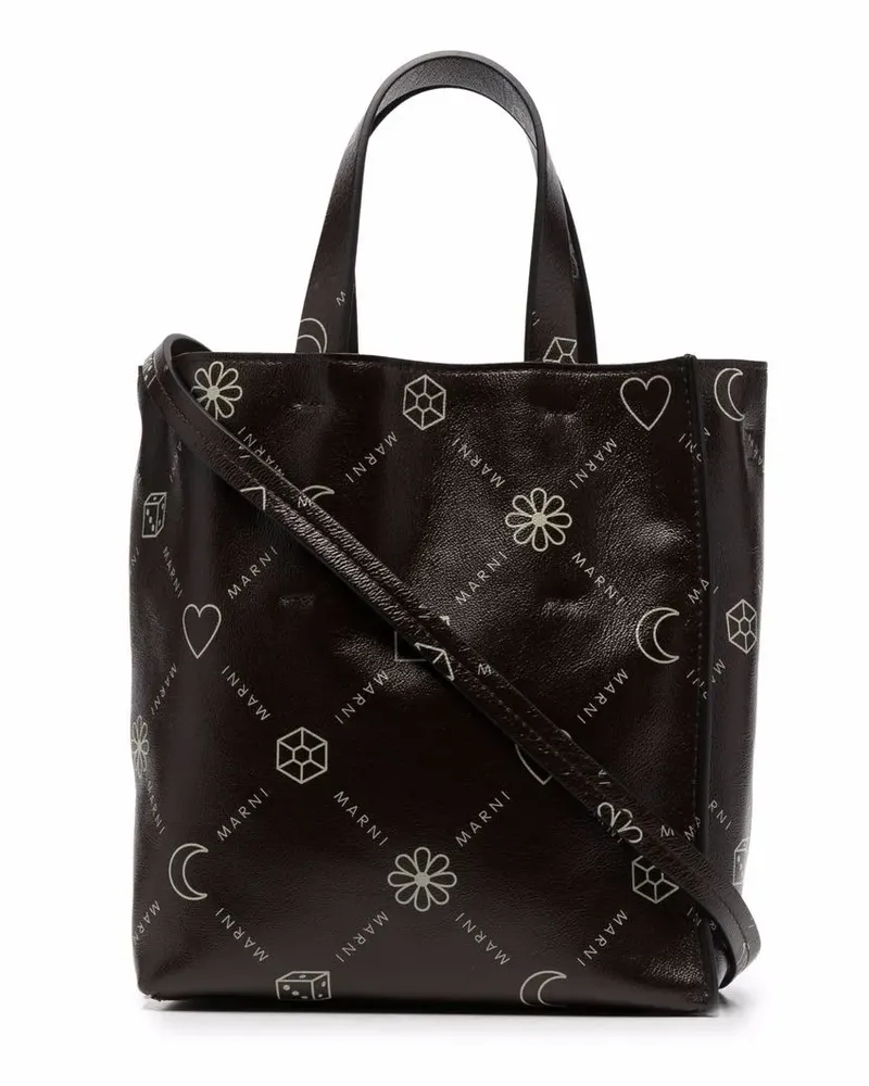 Marni Handtasche mit Logo-Print - Braun Braun