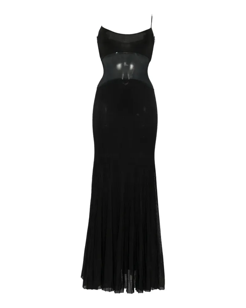 GALVAN Belladonna mesh-panel maxi dress - Schwarz Schwarz