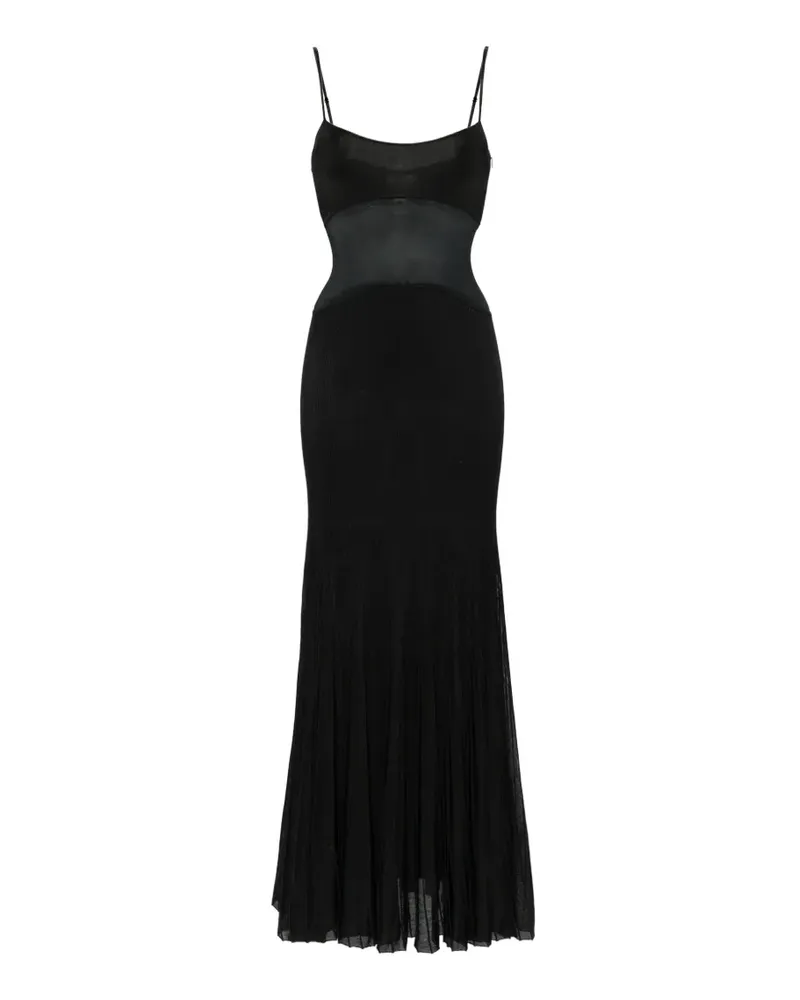 GALVAN Belladonna Maxikleid mit Mesh-Einsatz - Schwarz Schwarz