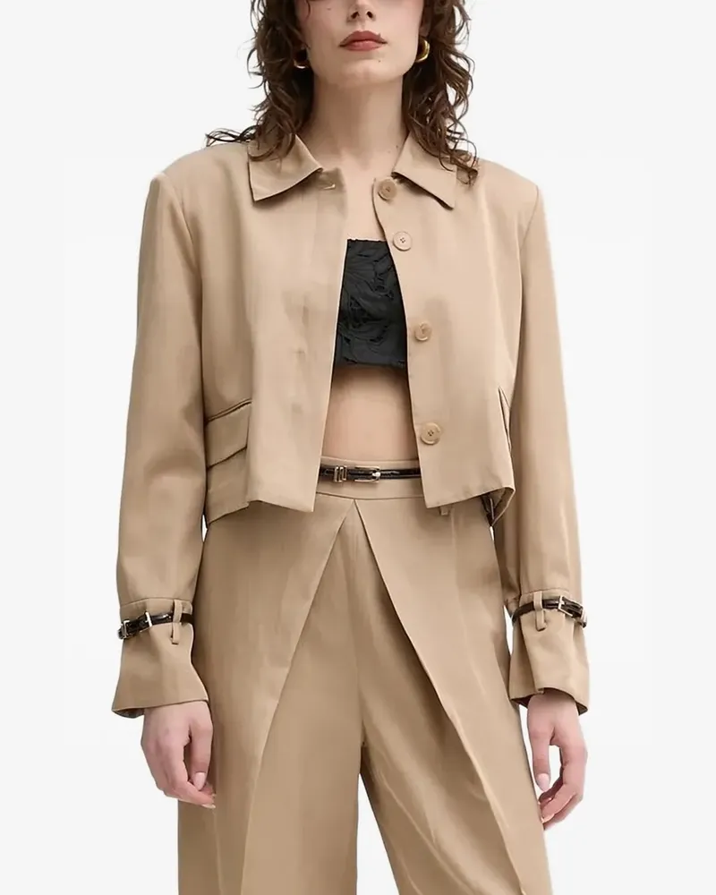 Isabelle Blanche Cropped-Jacke mit Rundhalsausschnitt - Braun Braun