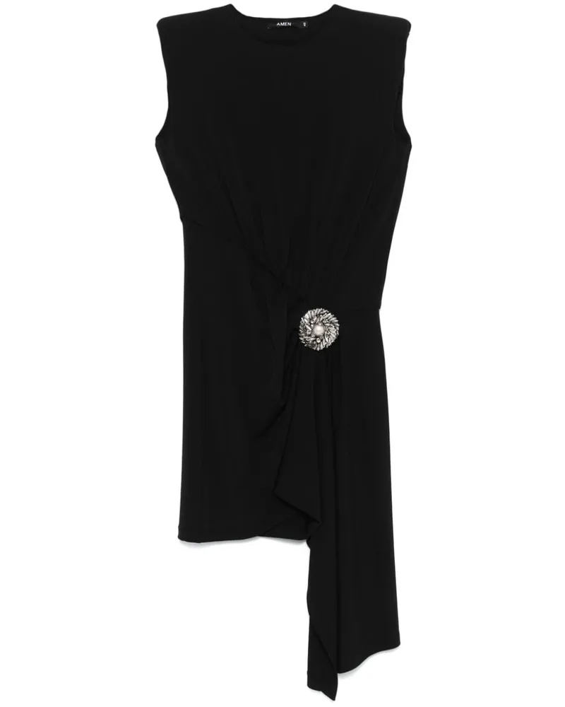 Amen Kristallverziertes Minikleid mit Applikation - Schwarz Schwarz