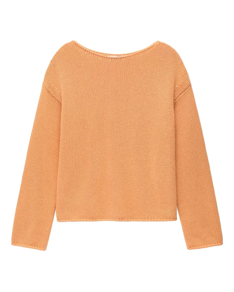 Another Tomorrow Gestrickter Pullover mit Drapierung - Orange Orange