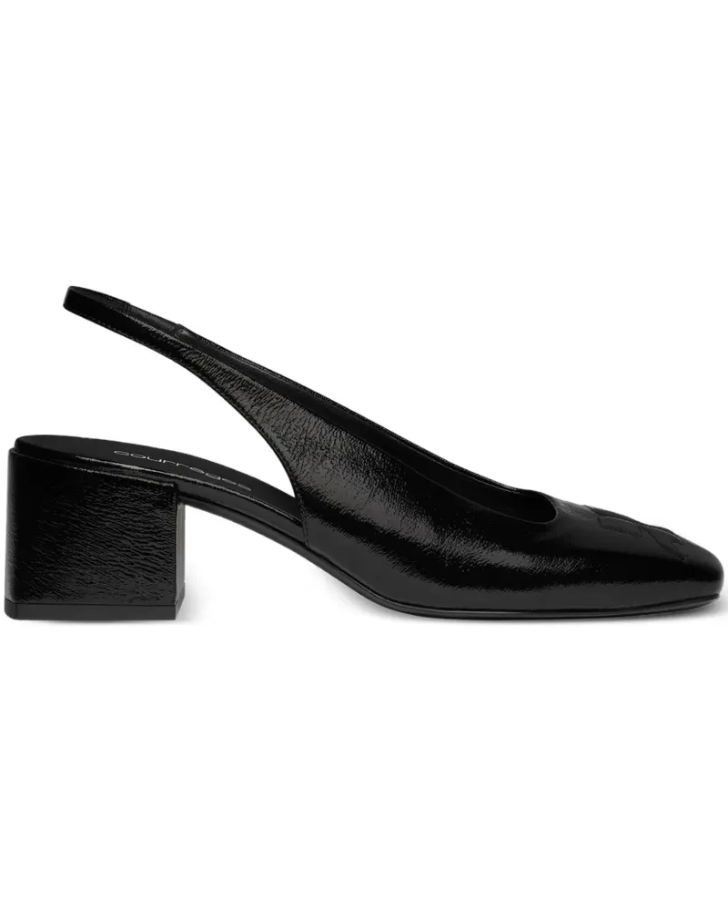 Courrèges Slingback-Pumps mit Blockabsatz 55mm - Schwarz Schwarz