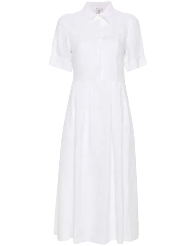 Eleventy Midikleid aus Leinen - Weiß Weiß