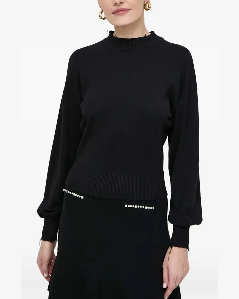 Silvian Heach distressed-detail mock-neck sweater - Schwarz Schwarz