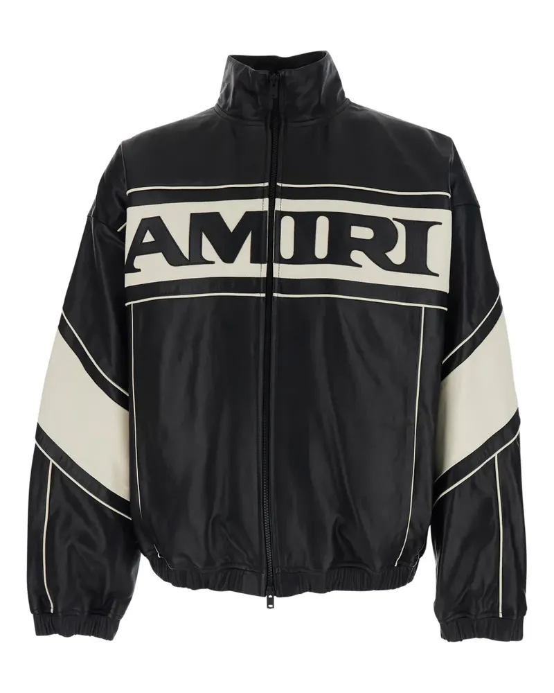 Amiri logo-print leather jacket - Schwarz Schwarz