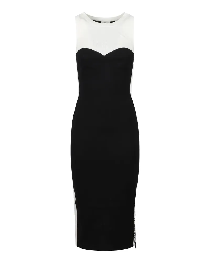 Elisabetta Franchi Midikleid mit Kontrasteinsatz - Schwarz Schwarz
