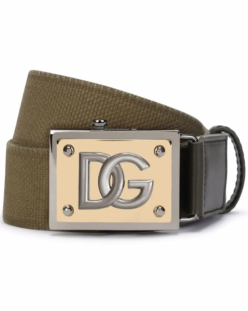 Dolce & Gabbana Gürtel mit Logo-Schild - Grün Grün