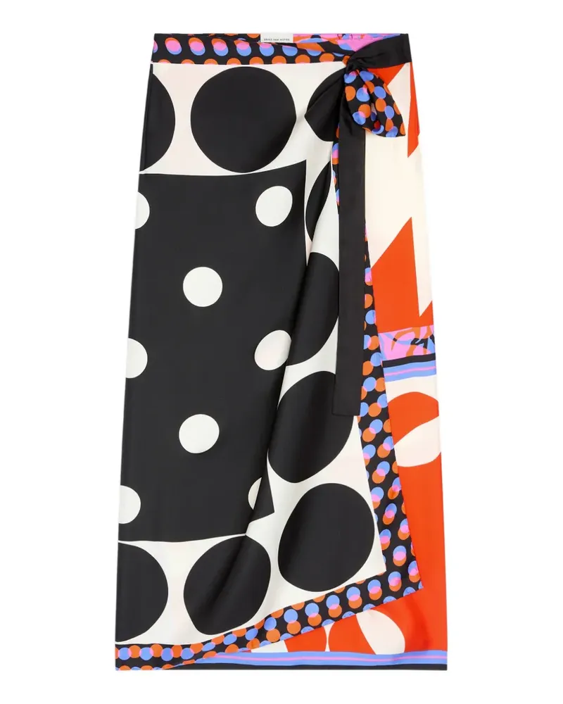 Dries van Noten Gewickelter Midirock mit Polka Dots - Schwarz Schwarz