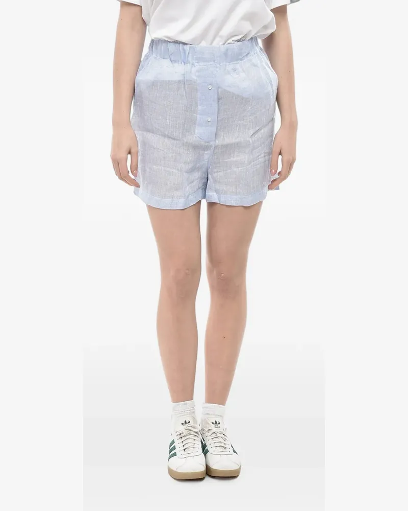 Finamore 1925 Leinenshorts mit elastischem Bund - Blau Blau