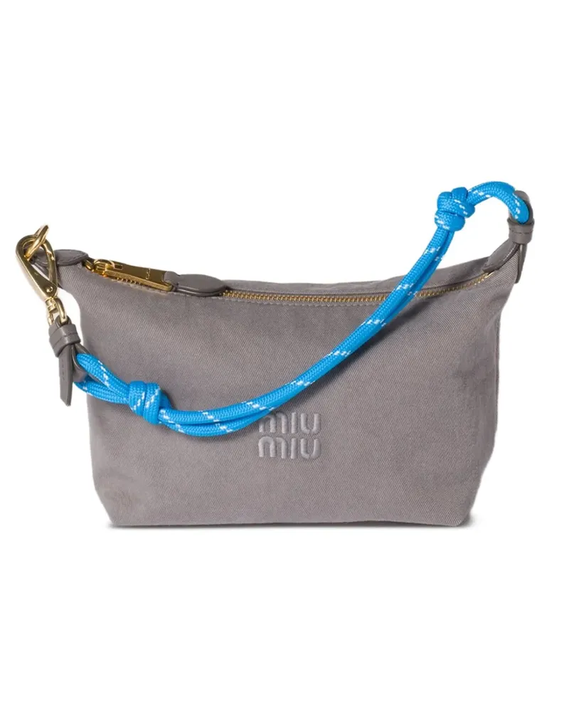Miu Miu Gabardine-Mini-Tasche mit Kordelgriff - Grau Grau