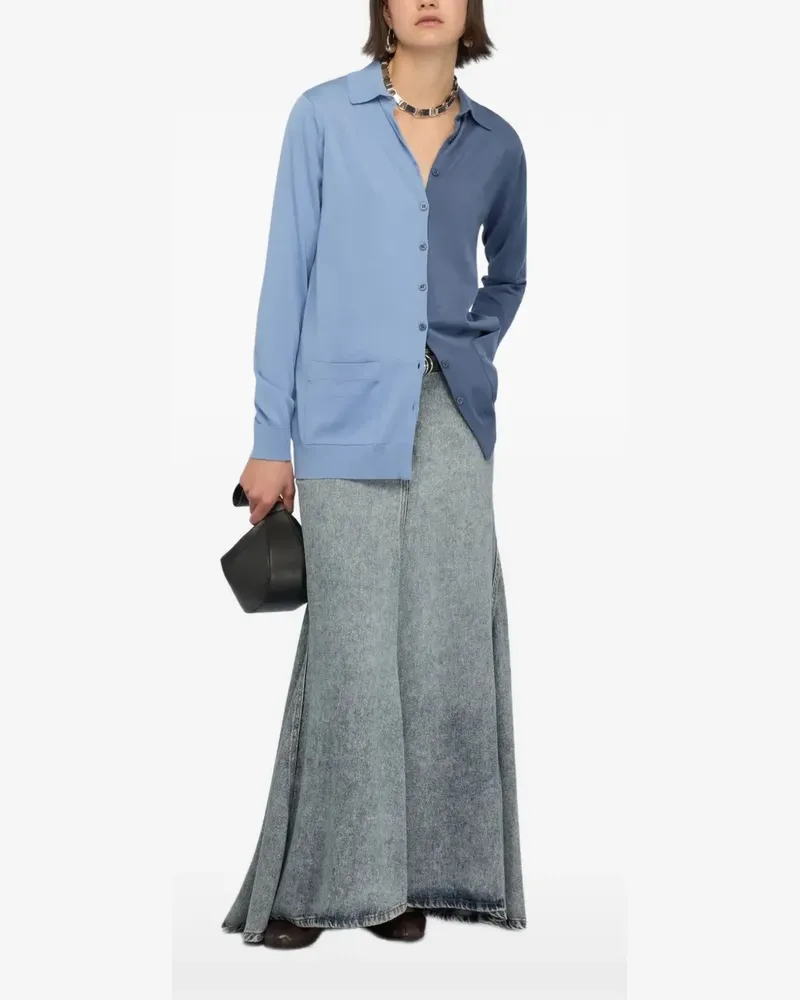 Semicouture Cardigan in Colour-Block-Optik - Blau Blau