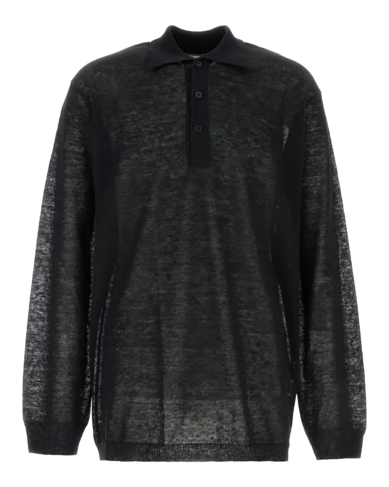 Yohji Yamamoto long-sleeve polo shirt - Schwarz Schwarz