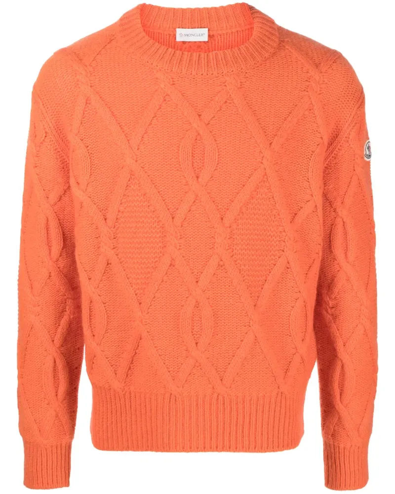 Moncler Strickpullover mit Logo-Patch - Orange Orange