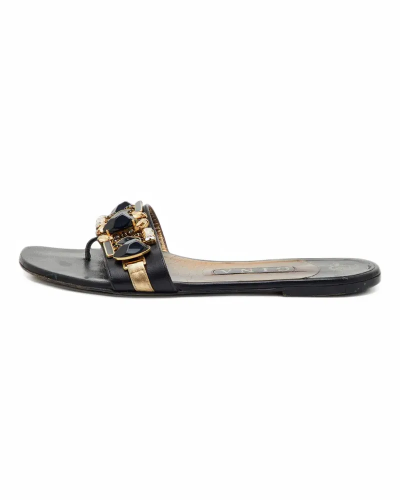 Gina Flache Sandalen - Schwarz Schwarz