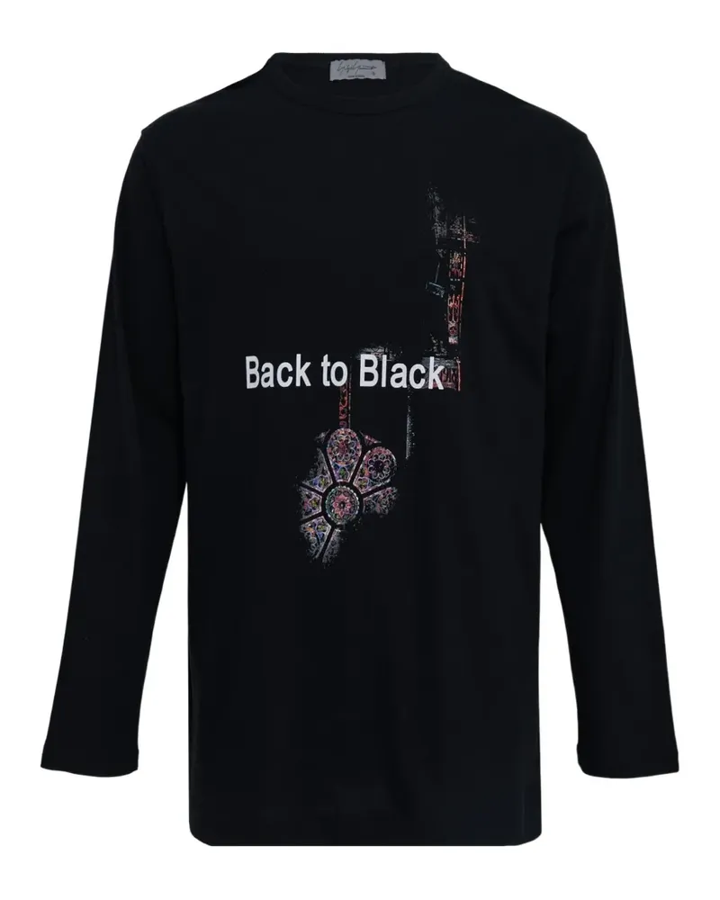 Yohji Yamamoto Langarmshirt mit grafischem Print - Schwarz Schwarz