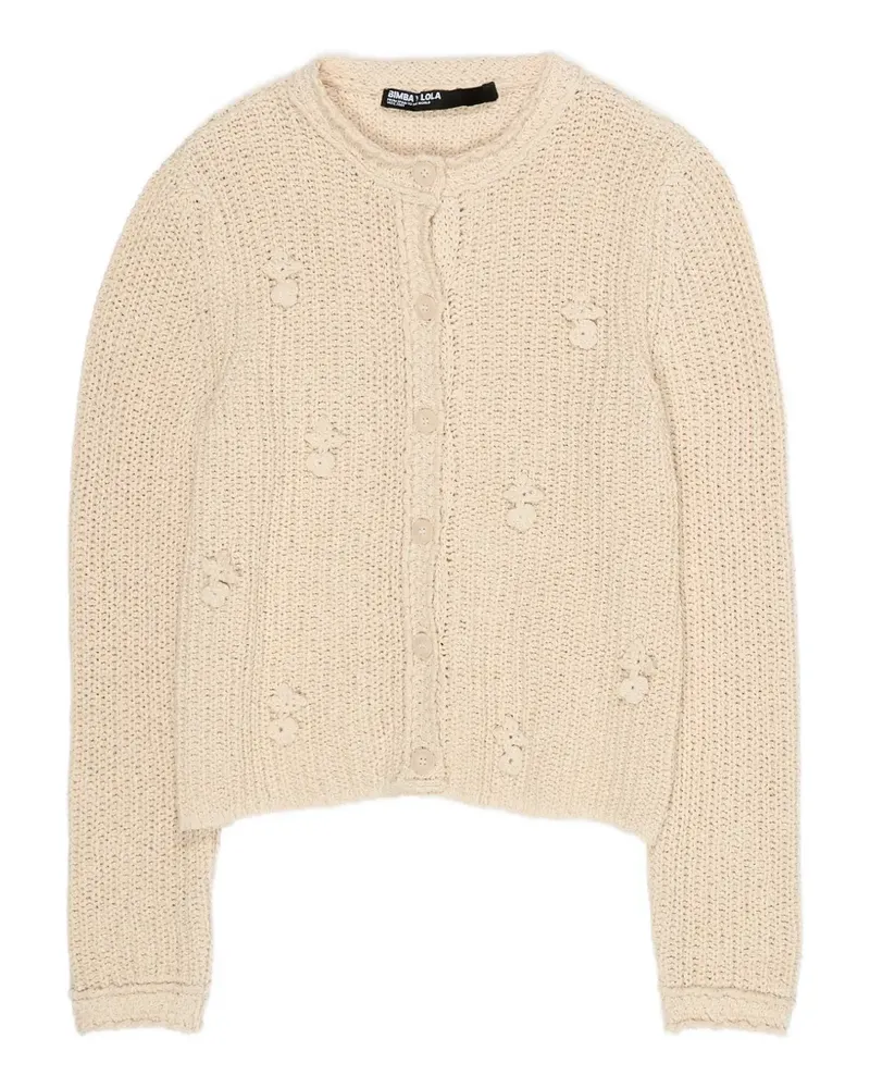 BIMBA Y LOLA Cardigan mit Blumenapplikation - Nude Nude