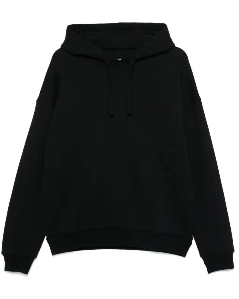 Ermenegildo Zegna Hoodie mit Logo-Stickerei - Schwarz Schwarz