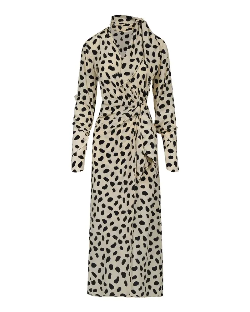 Johanna Ortiz Ollantay animal-print V-neck midi dress - Nude Nude
