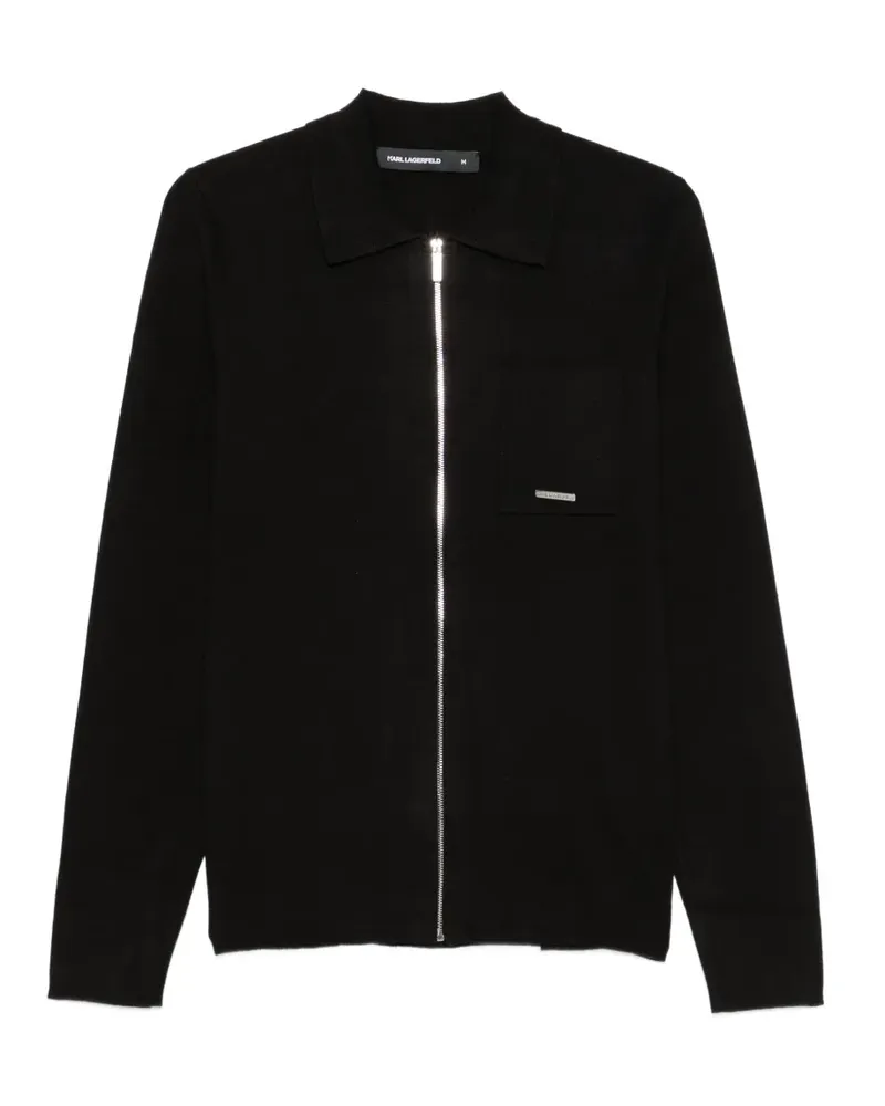 Karl Lagerfeld Reißverschluss-Pullover mit Brusttasche - Schwarz Schwarz