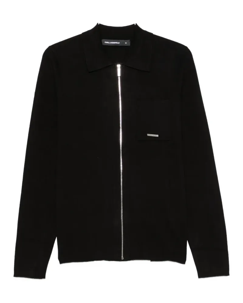 Karl Lagerfeld zip-up chest-pocket pullover - Schwarz Schwarz
