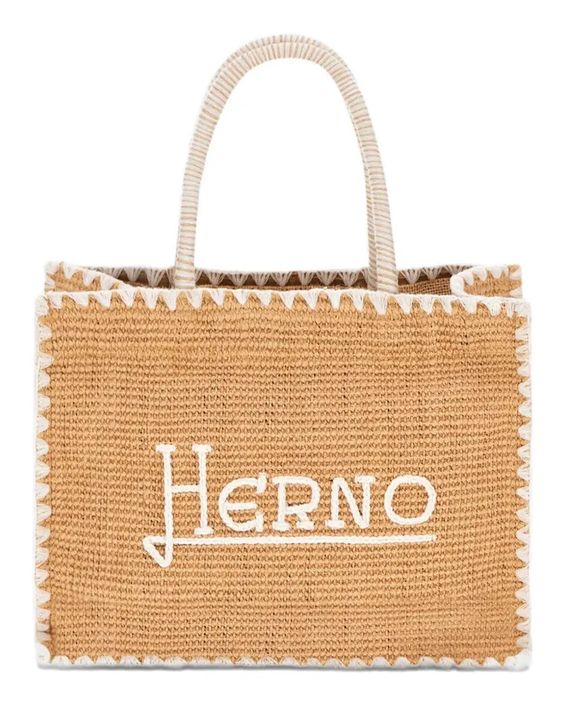 Herno logo-lettering tote bag - Nude Nude