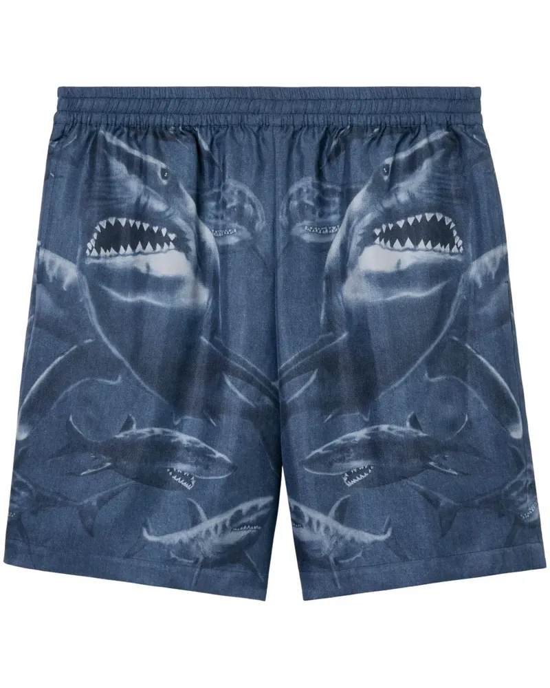 Burberry Shorts aus Seide mit Hai-Print - Blau Blau