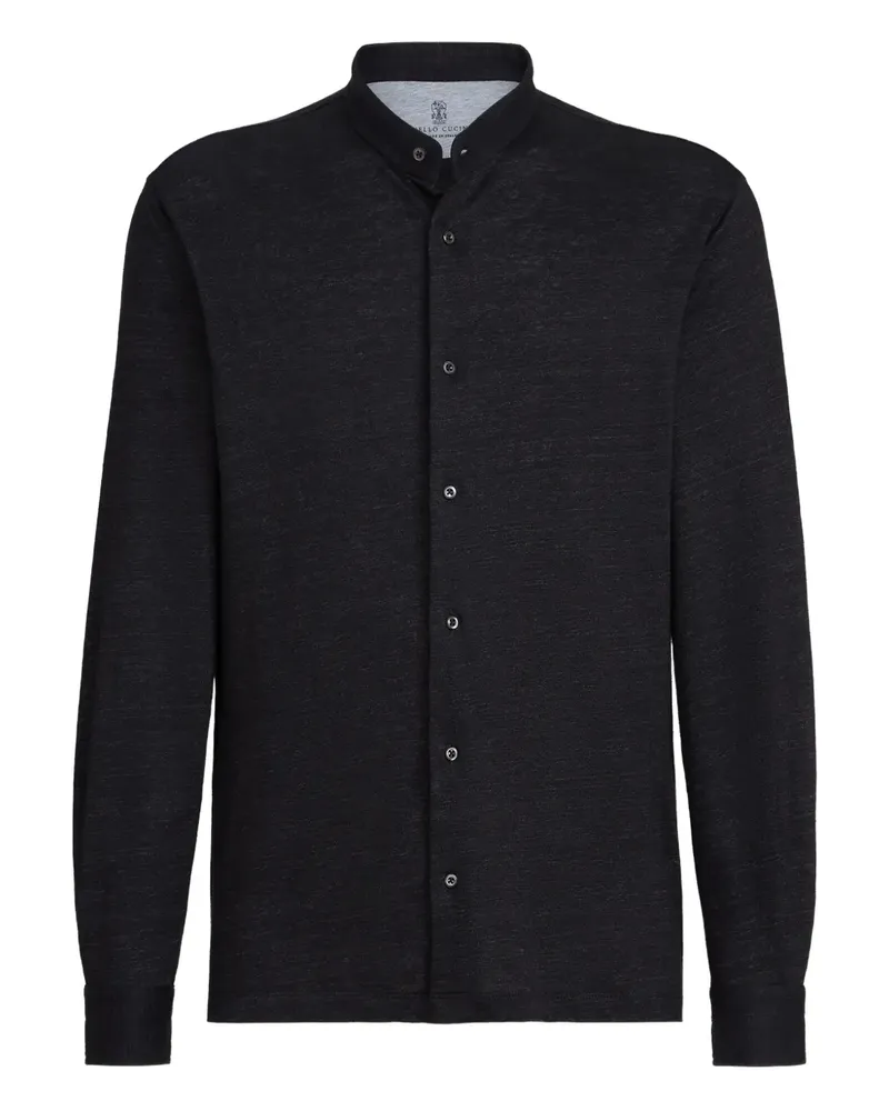 Brunello Cucinelli Hemd mit Mandarinkragen - Grau Grau