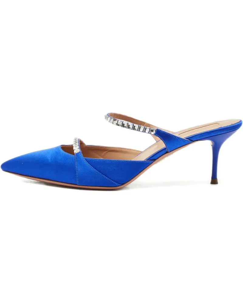 Aquazzura satin crystal-embellished sandals - Blau Blau