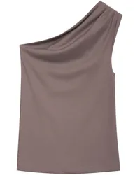 Anine Bing Geripptes Camila One-Shoulder-Top Braun