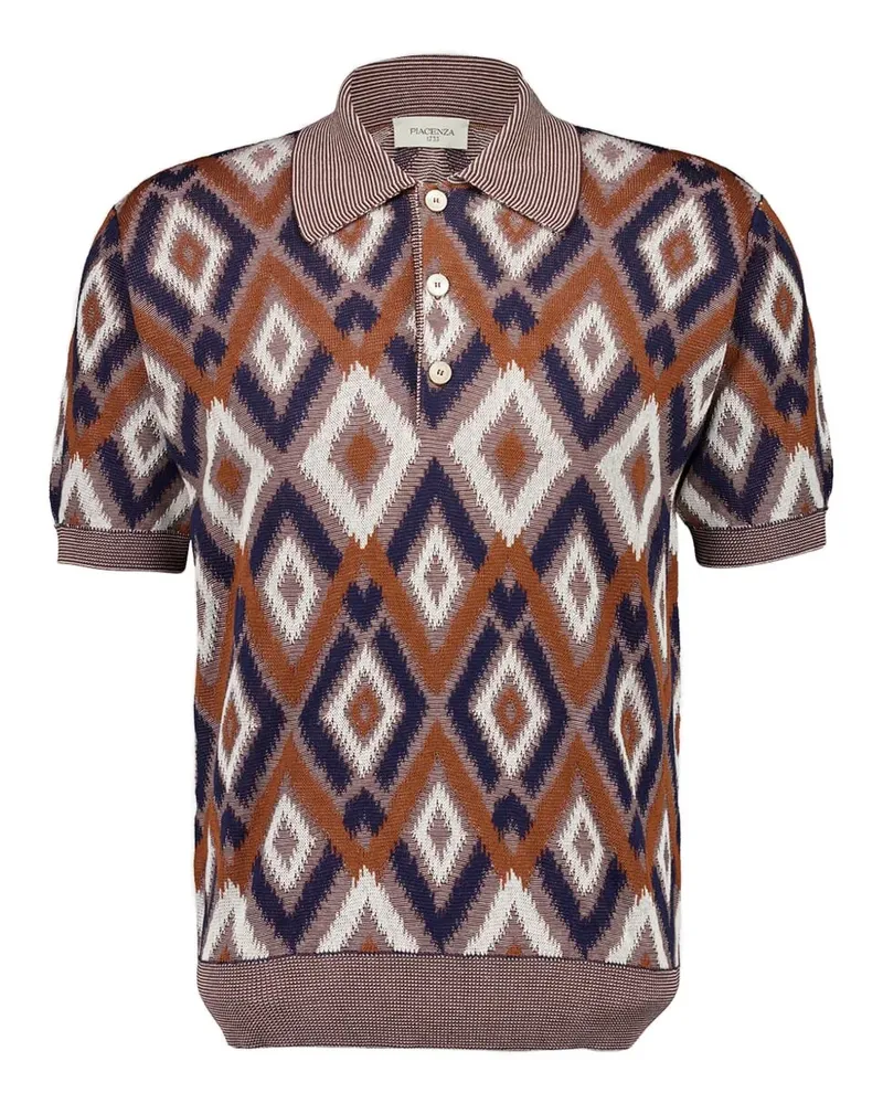 Piacenza Cashmere Poloshirt mit Rautenmuster - Braun Braun