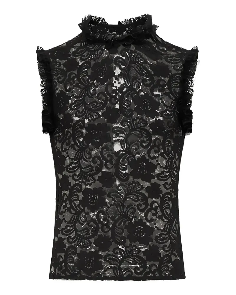 Ludovic de Saint Sernin Maybel ruffled lace top - Schwarz Schwarz