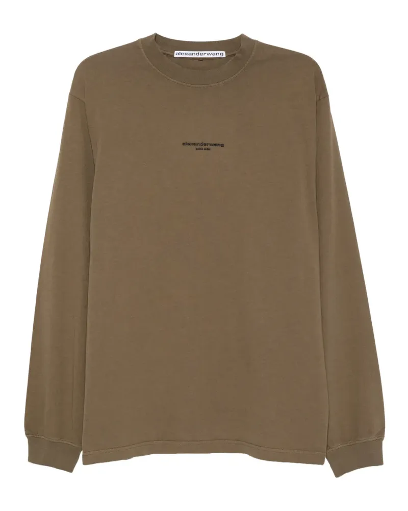 Alexander Wang Langarmshirt mit Logo-Stickerei - Grün Grün