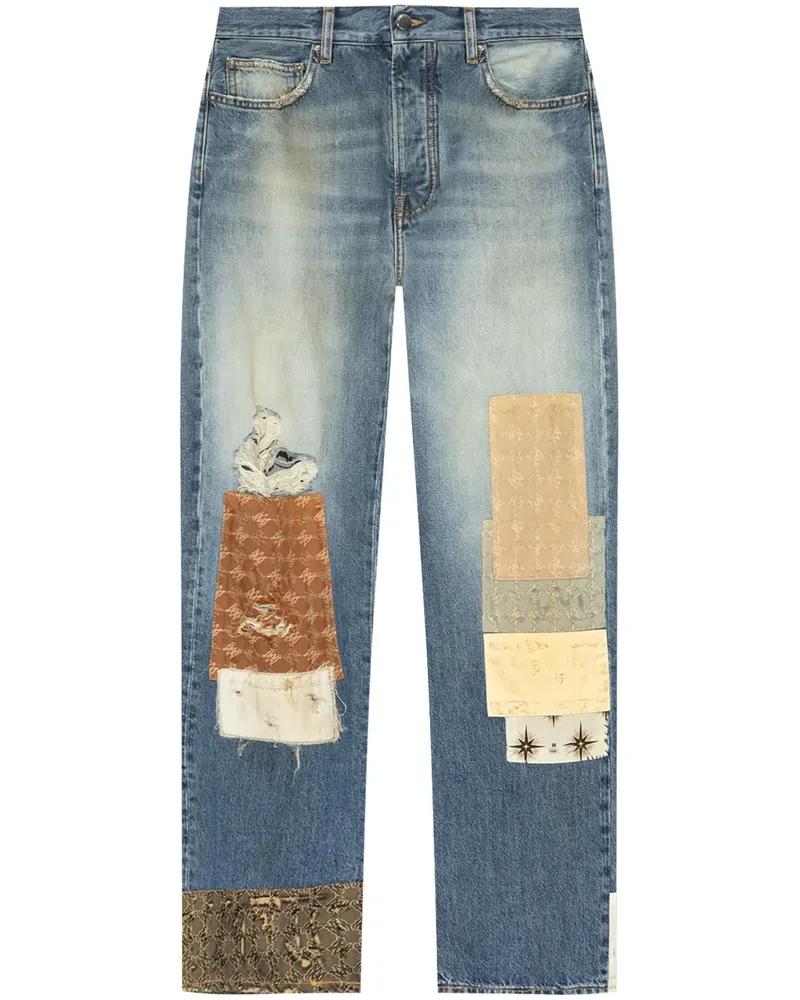 Amiri Gerade Jeans im Patchwork-Look - Blau Blau