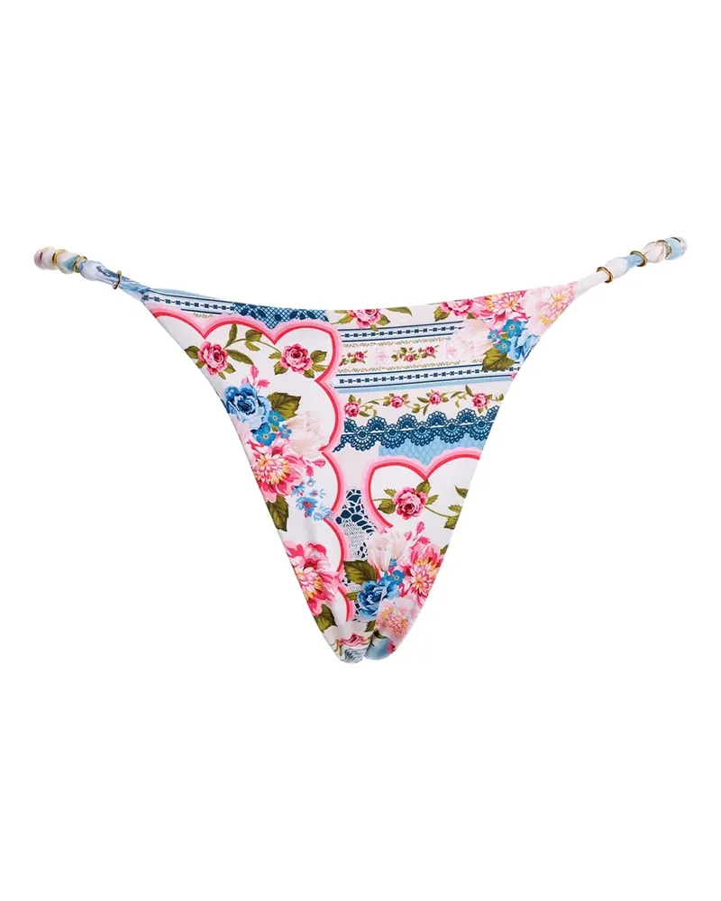 AGUA BENDITA Dakota Bikinihöschen mit Blumen-Print - Weiß Weiß